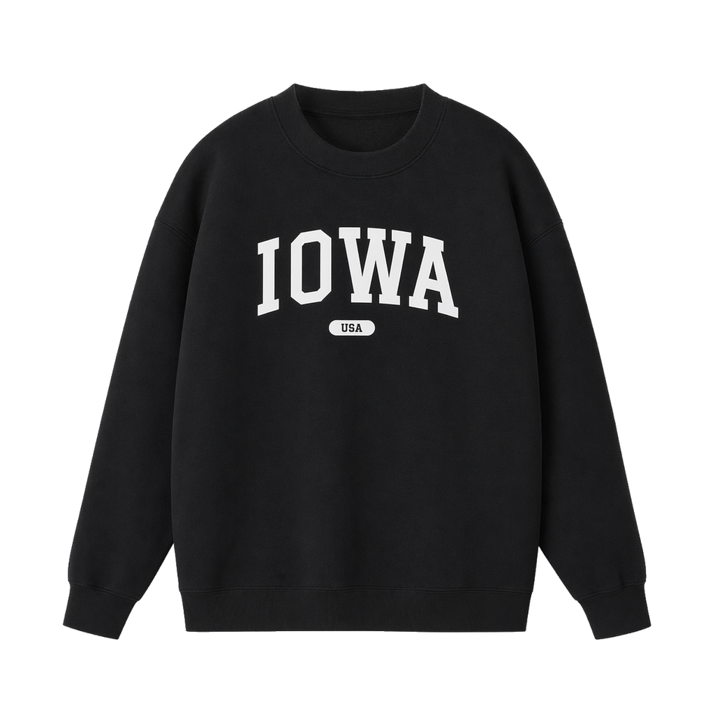 Collection 4 Iowa Essential Heavyweight Crewneck Sweatshirt - Black front