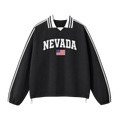 Collection 2 Nevada Contrast Striped Lapel Collar Sweatshirt - Black front