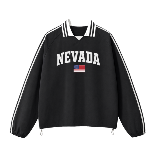 Collection 2 Nevada Contrast Striped Lapel Collar Sweatshirt - Black front