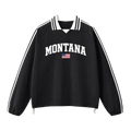 Collection 2 Montana Contrast Striped Lapel Collar Sweatshirt - Black front