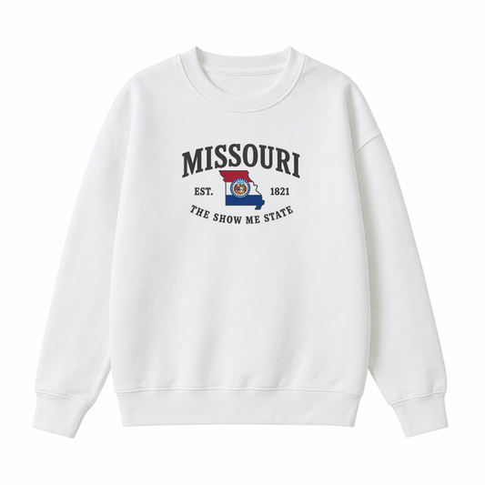 Collection 8 Missouri Essential Heavyweight Crewneck Sweatshirt - White front