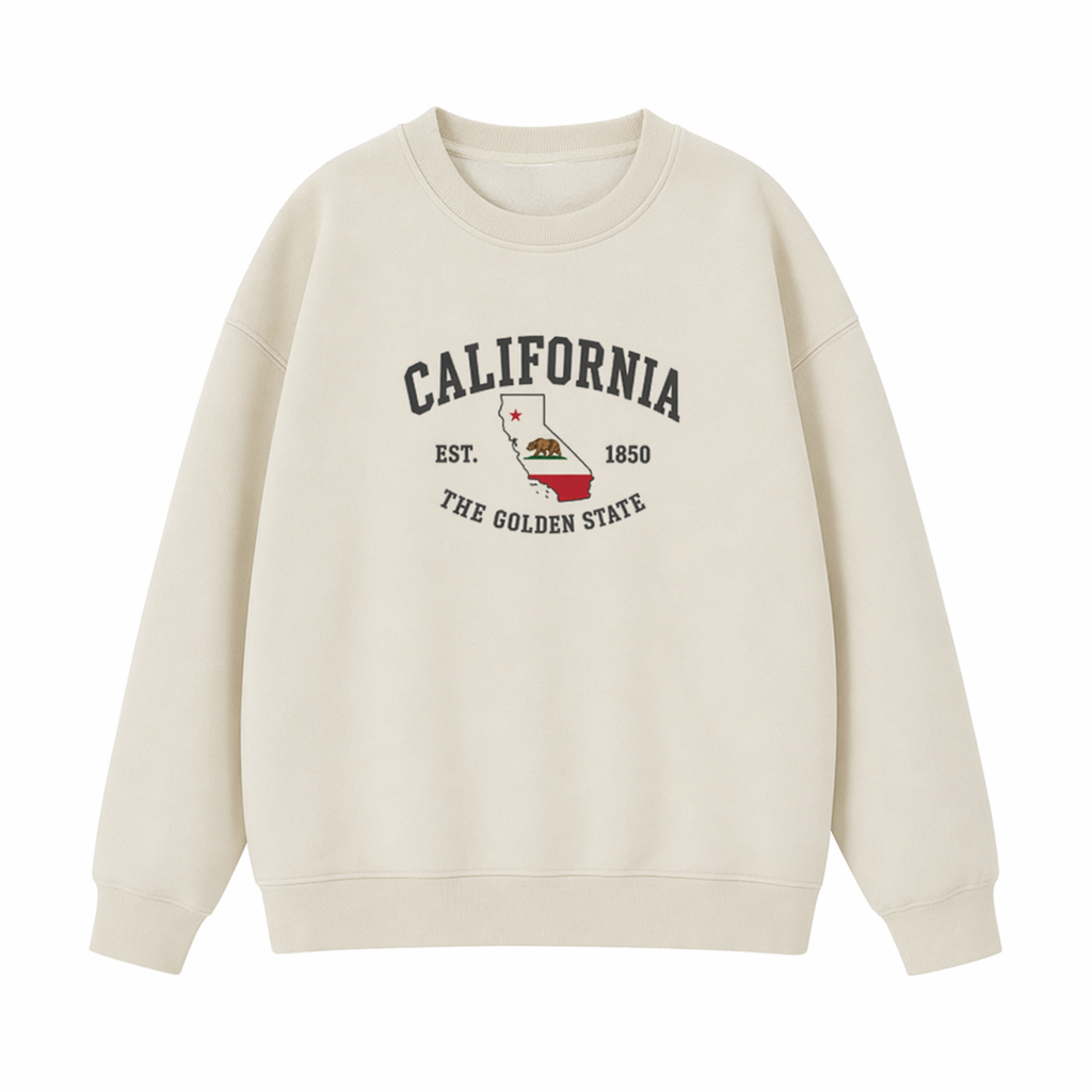 Collection 8 California Essential Heavyweight Crewneck Sweatshirt - Cream front
