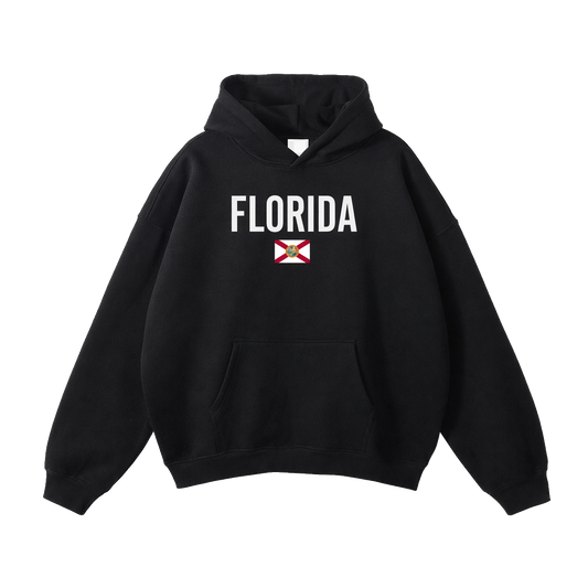 Collection 7 Florida Oversize Fleeced Hoodie - Black front