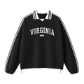 Collection 4 Virginia Contrast Striped Lapel Collar Sweatshirt - Black front