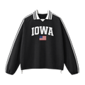 Collection 2 Iowa Contrast Striped Lapel Collar Sweatshirt - Black front