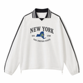 Collection 8 New York Contrast Striped Lapel Collar Sweatshirt - White front