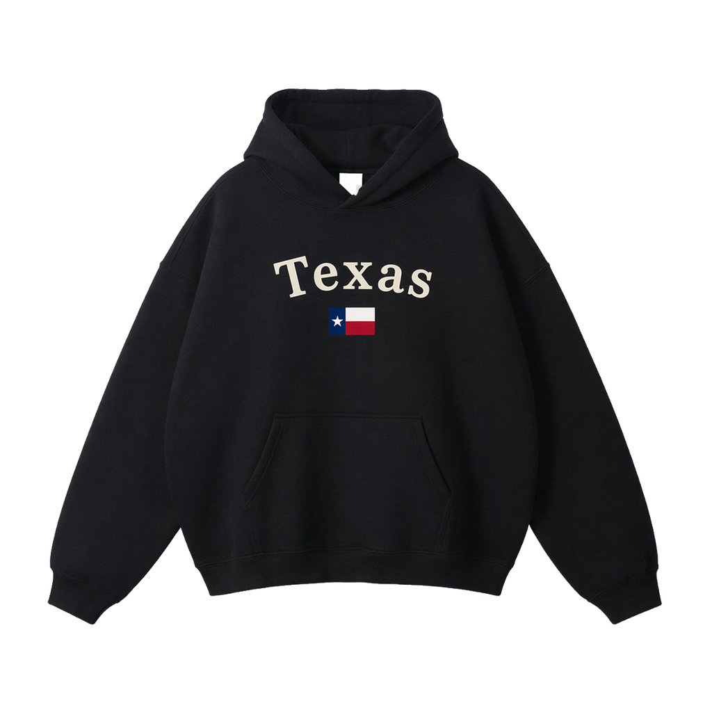 Collection 6 Texas Oversize Fleeced Hoodie - Black front