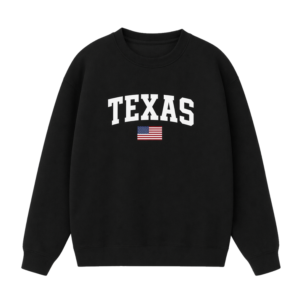 Collection 2 Texas Essential Heavyweight Crewneck Sweatshirt - Black front