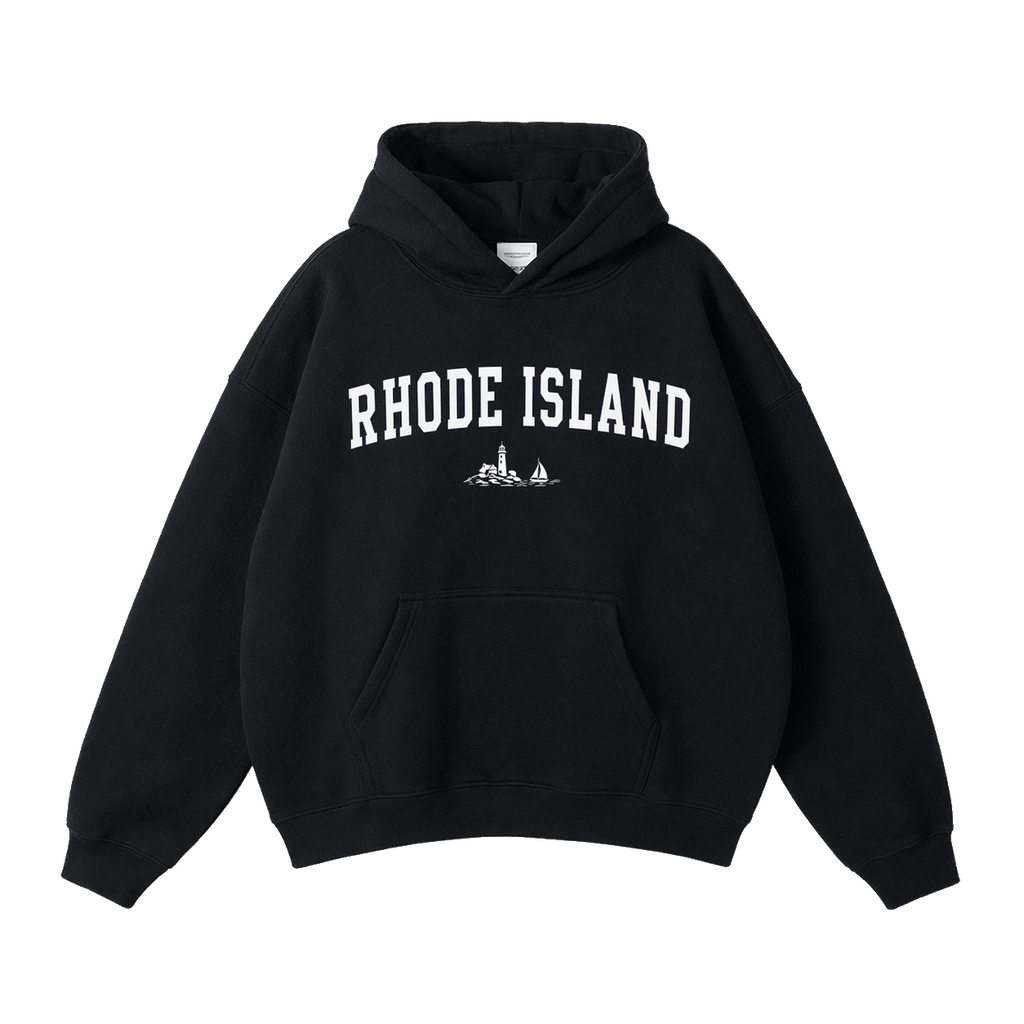 Collection 9 Rhode Island Oversize Fleeced Hoodie - Black front