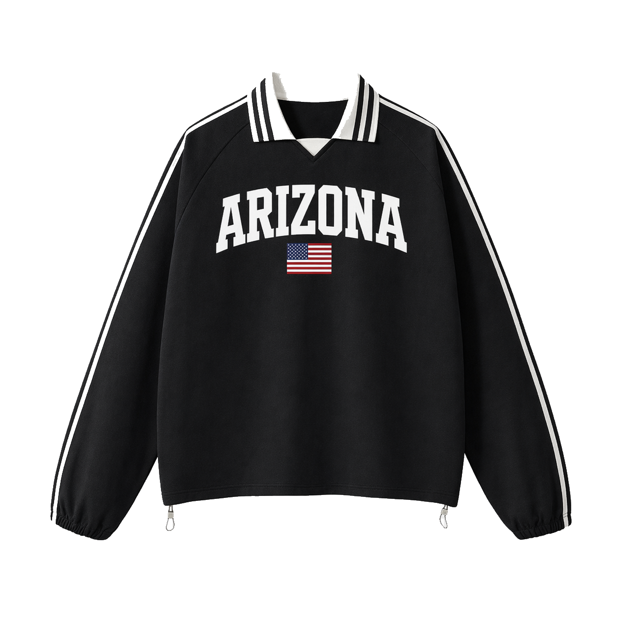 Collection 2 Arizona Contrast Striped Lapel Collar Sweatshirt - Black front