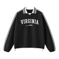 Collection 9 Virginia Contrast Striped Lapel Collar Sweatshirt - Black front
