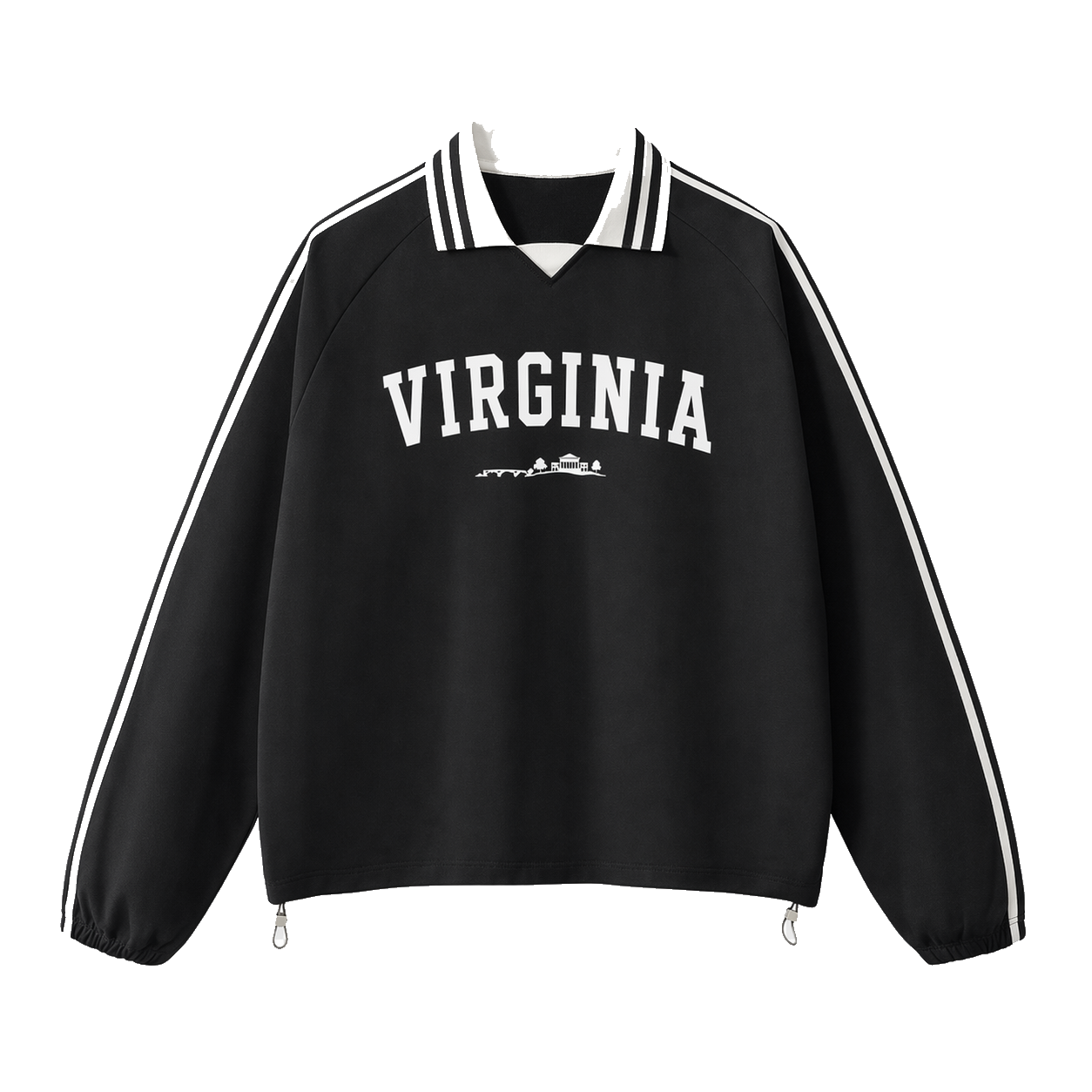 Collection 9 Virginia Contrast Striped Lapel Collar Sweatshirt - Black front