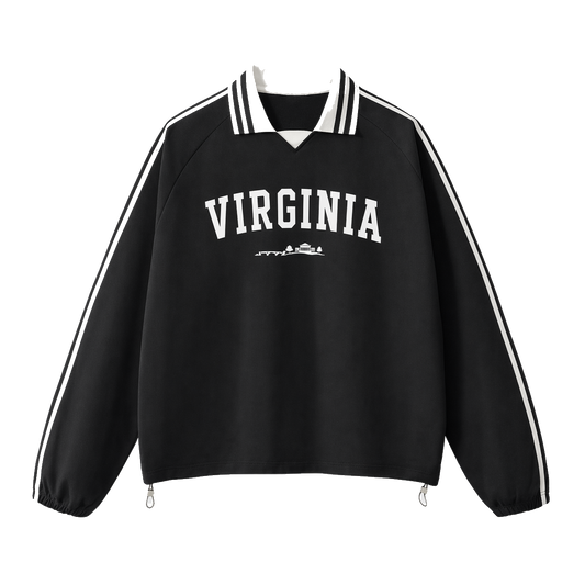 Collection 9 Virginia Contrast Striped Lapel Collar Sweatshirt - Black front