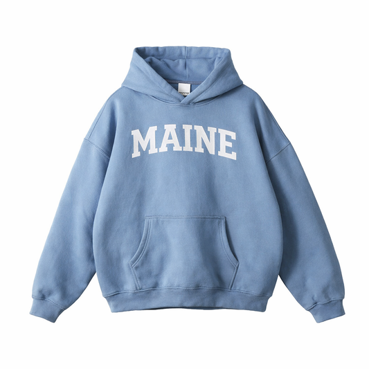 Collection 1 Maine Oversize Fleeced Hoodie - Medium Blue front