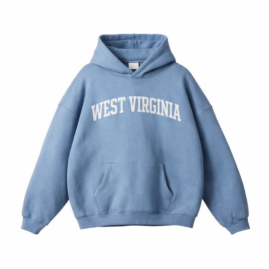 Collection 1 West Virginia Oversize Fleeced Hoodie - Medium Blue front