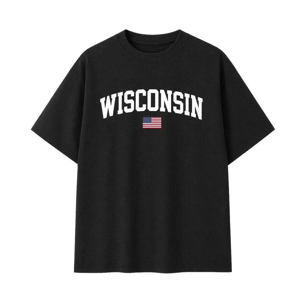 Collection 2 Wisconsin Essential Cotton T-Shirt - Black front