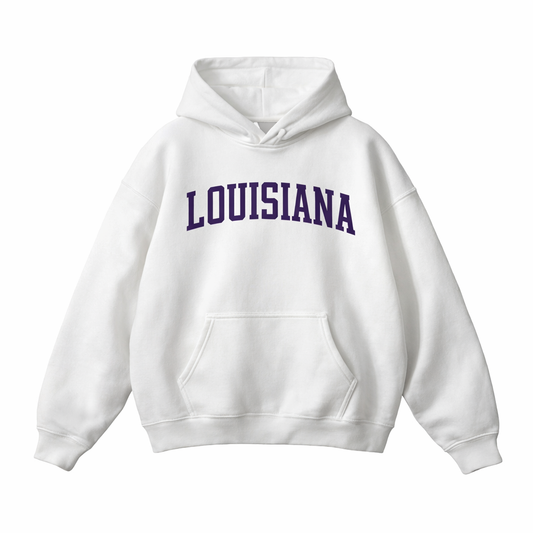 Collection 1 Louisiana Oversize Fleeced Hoodie - White front