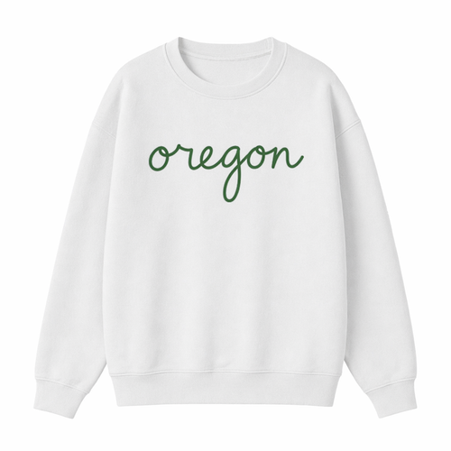 Collection 3 Oregon Essential Heavyweight Crewneck Sweatshirt - White front