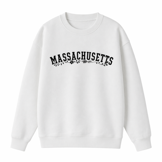 Collection 10 Massachusetts Essential Heavyweight Crewneck Sweatshirt - White front