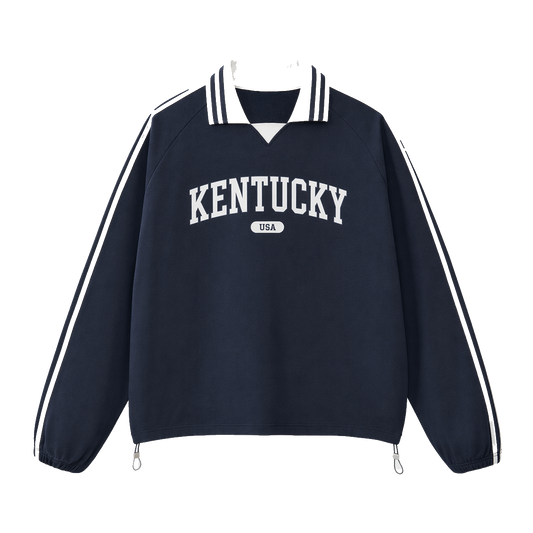 Collection 4 Kentucky Contrast Striped Lapel Collar Sweatshirt - Royal Blue front
