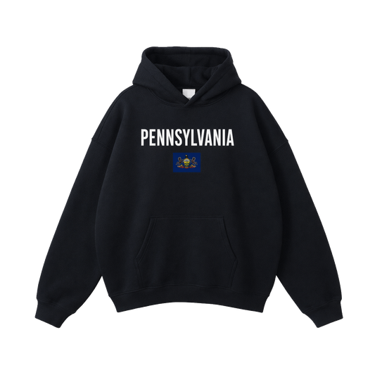 Collection 7 Pennsylvania Oversize Fleeced Hoodie - Black front