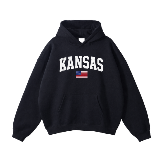 Collection 2 Kansas Oversize Fleeced Hoodie - Black front