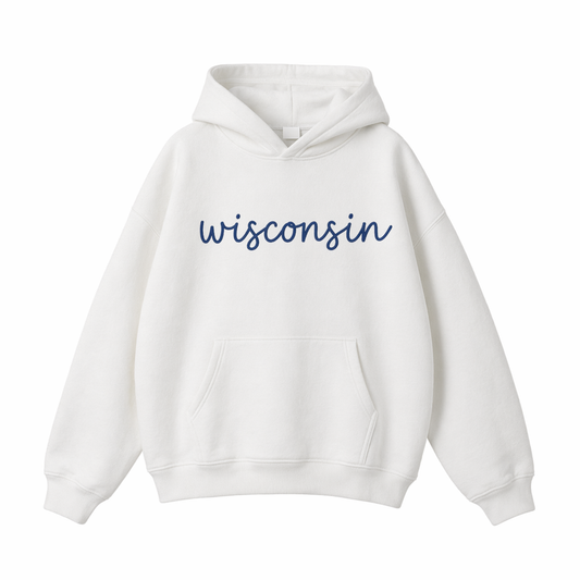 Collection 3 Wisconsin Oversize Fleeced Hoodie - White front
