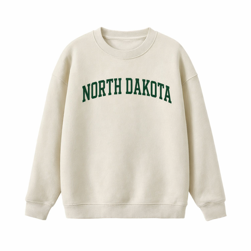 Collection 1 North Dakota Essential Heavyweight Crewneck Sweatshirt - Cream front