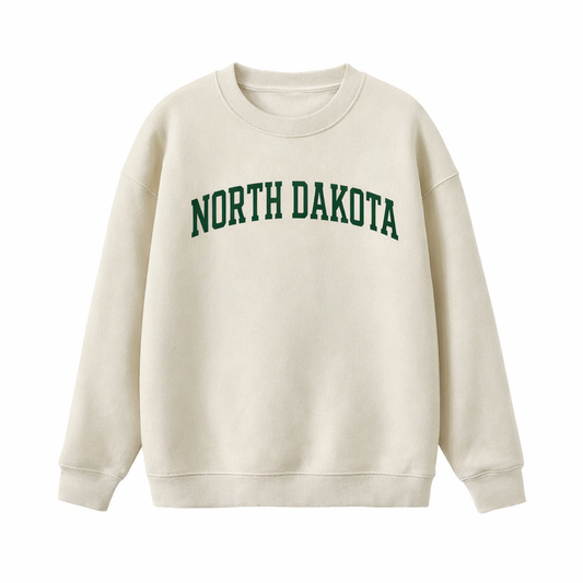Collection 1 North Dakota Essential Heavyweight Crewneck Sweatshirt - Cream front