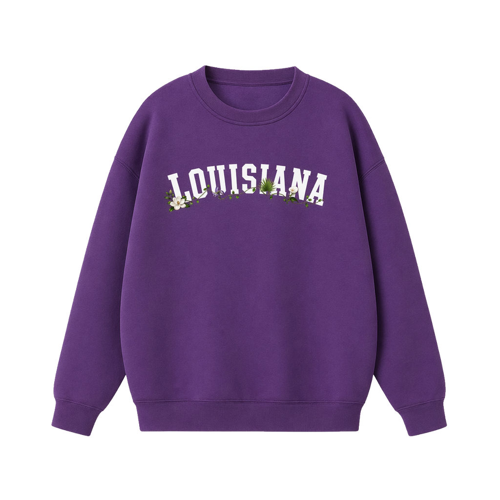 Collection 10 Louisiana Essential Heavyweight Crewneck Sweatshirt - Purple front