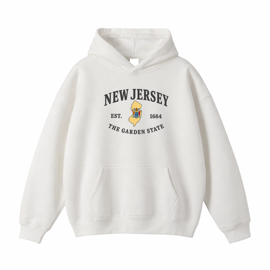 Collection 8 New Jersey Oversize Fleeced Hoodie - White front