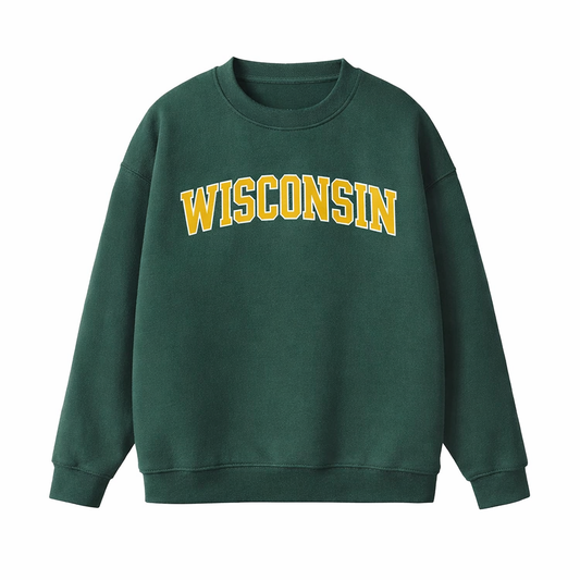 Collection 1 Wisconsin Essential Heavyweight Crewneck Sweatshirt - Dark Green front