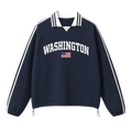 Collection 2 Washington Contrast Striped Lapel Collar Sweatshirt - Royal Blue front