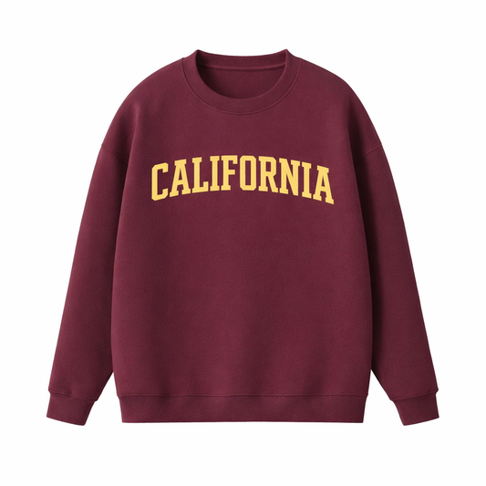 Collection 1 California Essential Heavyweight Crewneck Sweatshirt - Dull Red front
