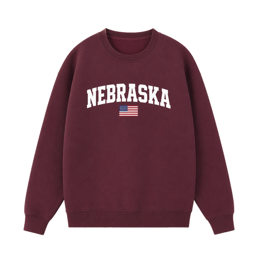 Collection 2 Nebraska Essential Heavyweight Crewneck Sweatshirt - Dull Red front