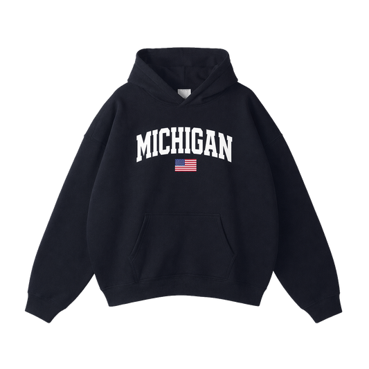 Collection 2 Michigan Oversize Fleeced Hoodie - Black front