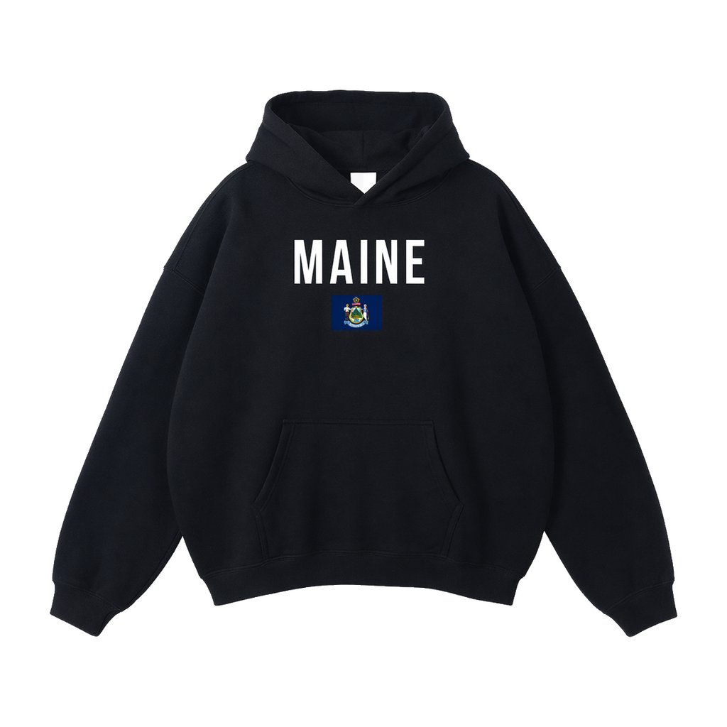 Collection 7 Maine Oversize Fleeced Hoodie - Black front