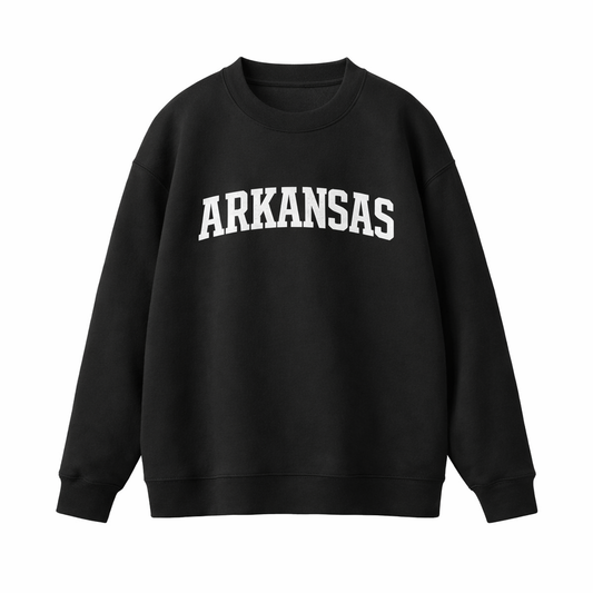 Collection 1 Arkansas Essential Heavyweight Crewneck Sweatshirt - Black front