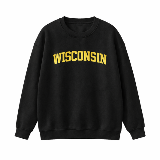 Collection 1 Wisconsin Essential Heavyweight Crewneck Sweatshirt - Black front