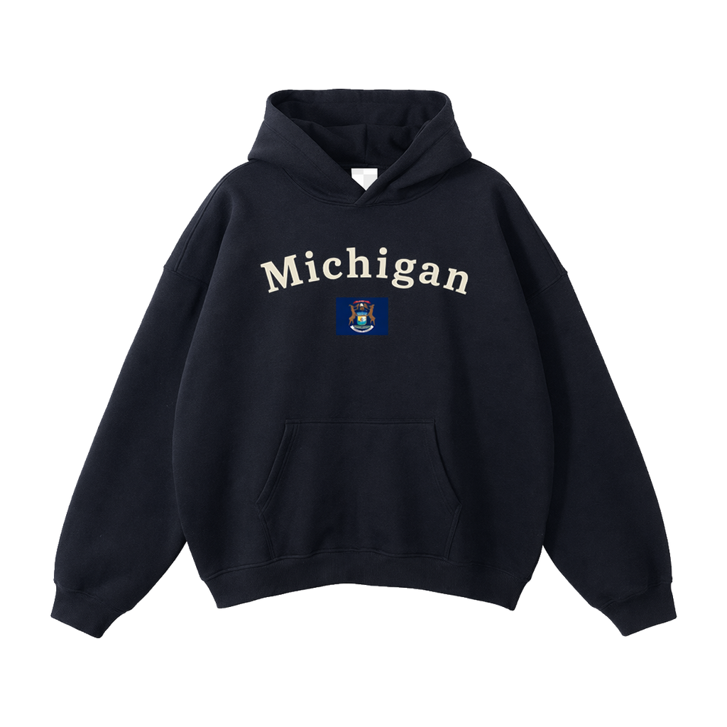 Collection 6 Michigan Oversize Fleeced Hoodie - Black front