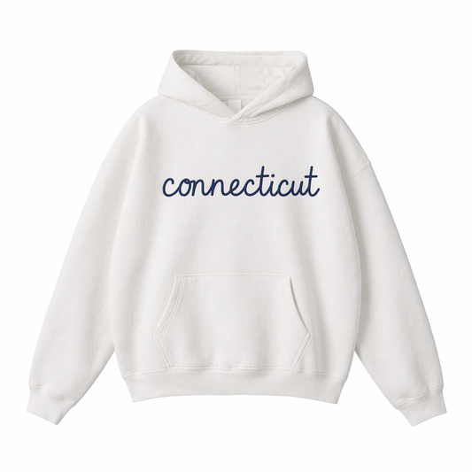 Collection 3 Connecticut Oversize Fleeced Hoodie - White front
