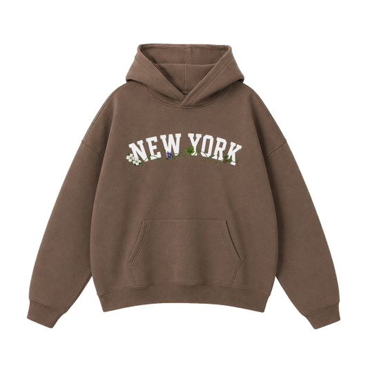 Collection 10 New York Oversize Fleeced Hoodie - Brown front