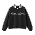Collection 3 Rhode Island Contrast Striped Lapel Collar Sweatshirt - Black front