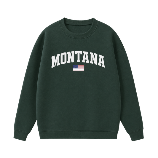 Collection 2 Montana Essential Heavyweight Crewneck Sweatshirt - Dark Green front
