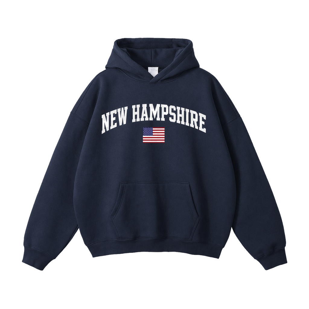 Collection 2 New Hampshire Oversize Fleeced Hoodie - Navy Blue front
