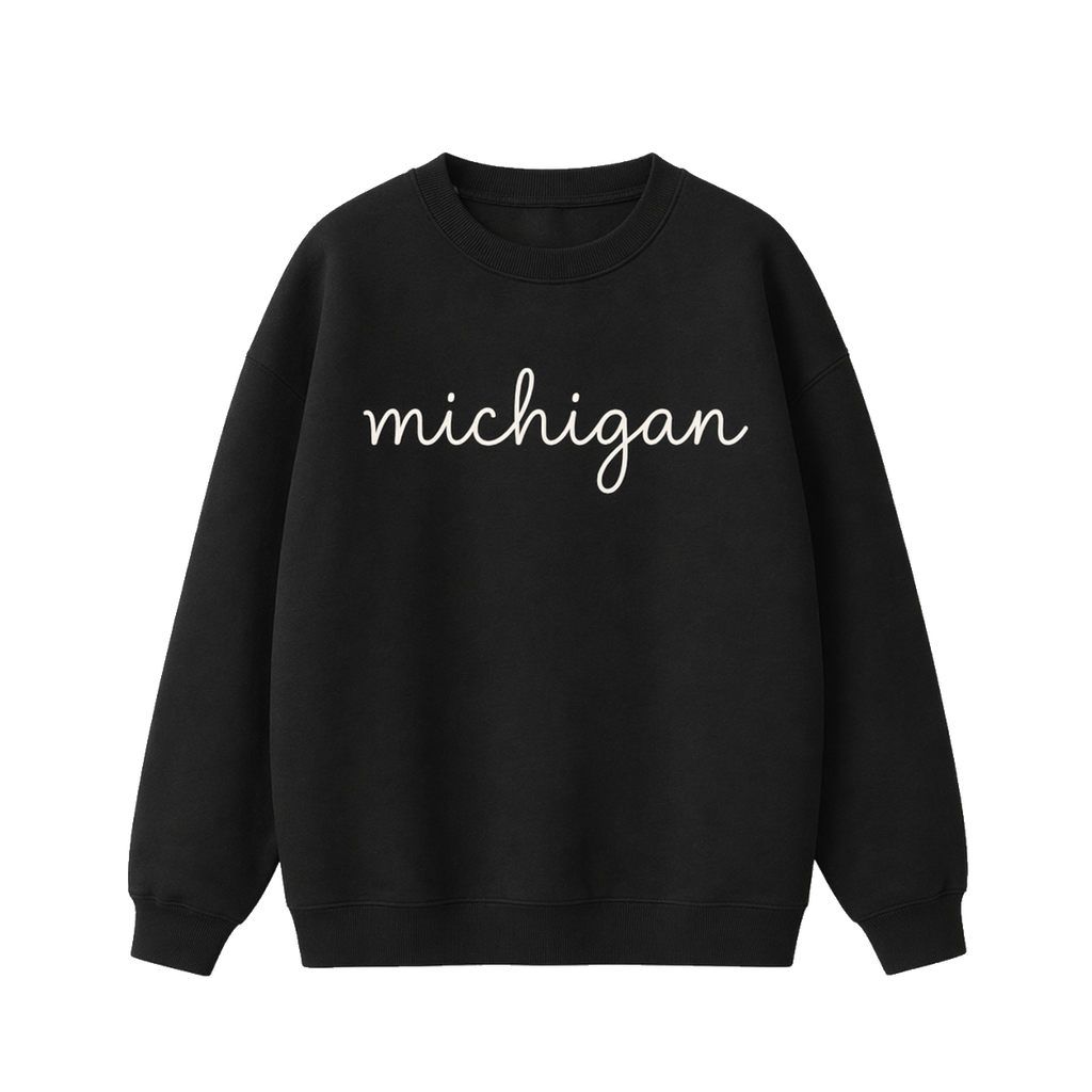 Collection 3 Michigan Essential Heavyweight Crewneck Sweatshirt - Black front