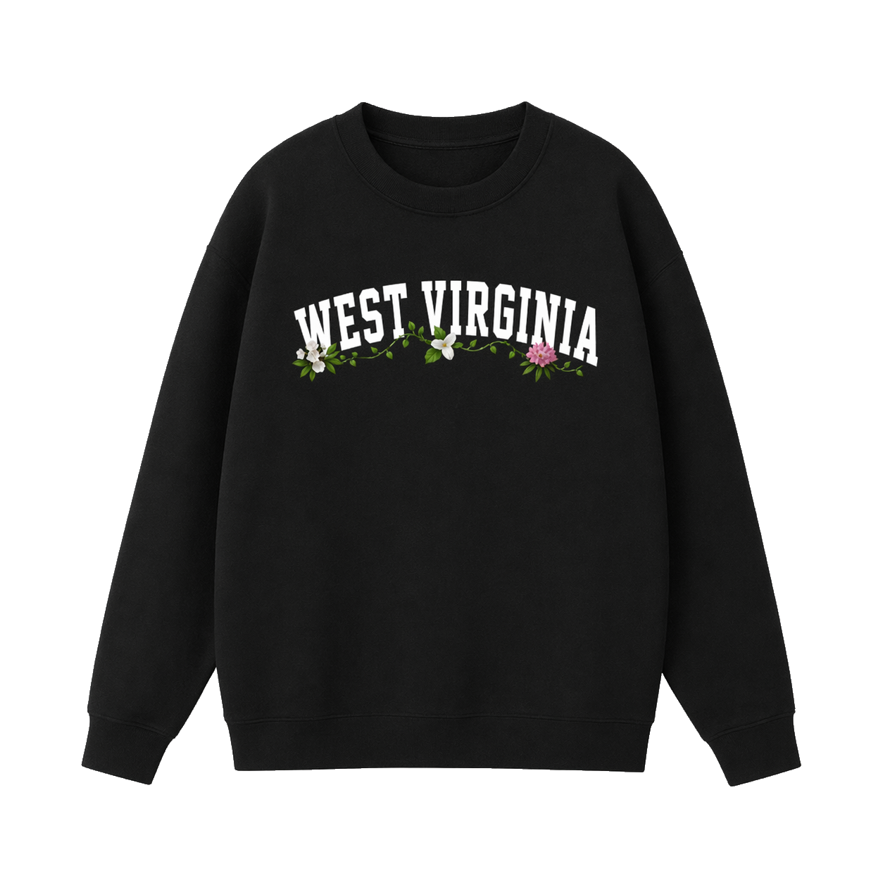 Collection 10 West Virginia Essential Heavyweight Crewneck Sweatshirt - Black front