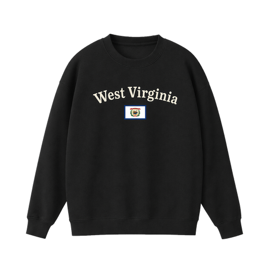 Collection 6 West Virginia Essential Heavyweight Crewneck Sweatshirt - Black front