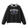 Collection 8 Wyoming Contrast Striped Lapel Collar Sweatshirt - Black front