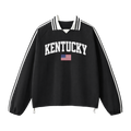 Collection 2 Kentucky Contrast Striped Lapel Collar Sweatshirt - Black front